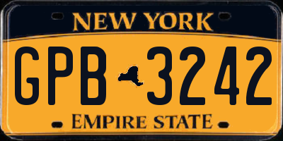 NY license plate GPB3242