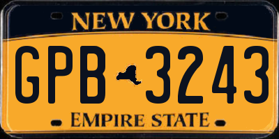 NY license plate GPB3243