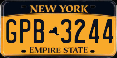 NY license plate GPB3244