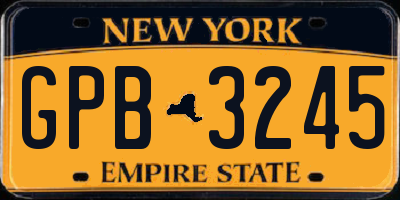NY license plate GPB3245