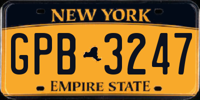 NY license plate GPB3247