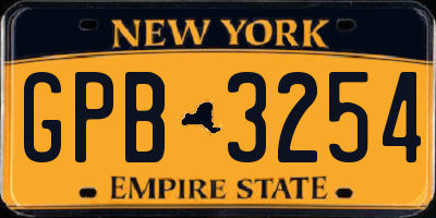 NY license plate GPB3254