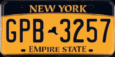 NY license plate GPB3257