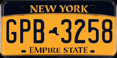 NY license plate GPB3258