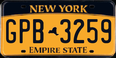 NY license plate GPB3259