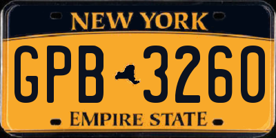 NY license plate GPB3260