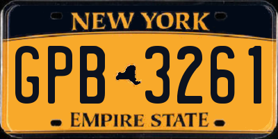 NY license plate GPB3261
