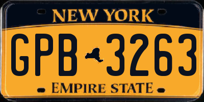 NY license plate GPB3263