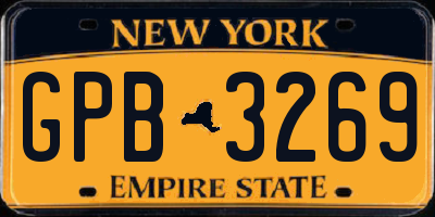 NY license plate GPB3269