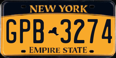 NY license plate GPB3274