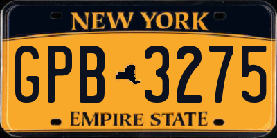 NY license plate GPB3275