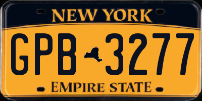 NY license plate GPB3277