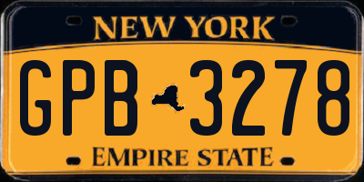 NY license plate GPB3278