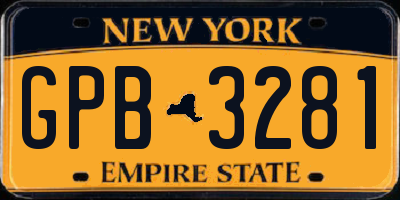 NY license plate GPB3281