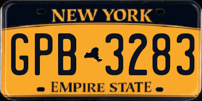 NY license plate GPB3283