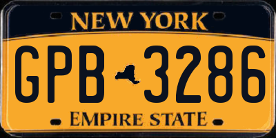 NY license plate GPB3286
