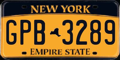 NY license plate GPB3289