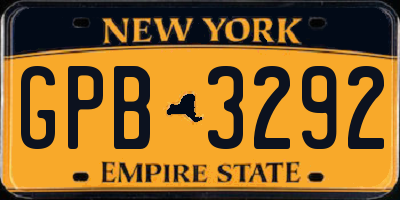 NY license plate GPB3292