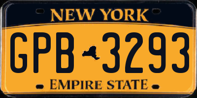 NY license plate GPB3293