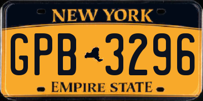 NY license plate GPB3296