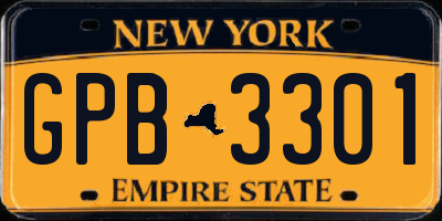 NY license plate GPB3301