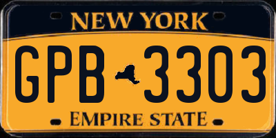 NY license plate GPB3303