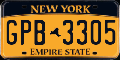 NY license plate GPB3305