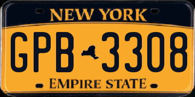 NY license plate GPB3308