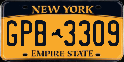 NY license plate GPB3309
