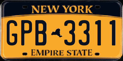NY license plate GPB3311