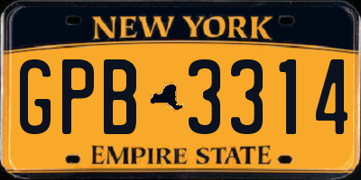 NY license plate GPB3314