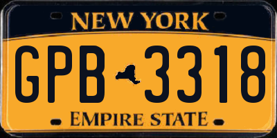 NY license plate GPB3318