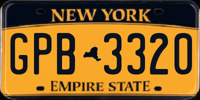 NY license plate GPB3320