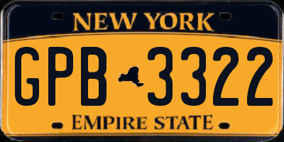 NY license plate GPB3322