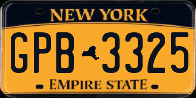 NY license plate GPB3325