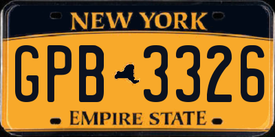 NY license plate GPB3326