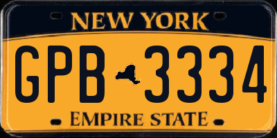 NY license plate GPB3334