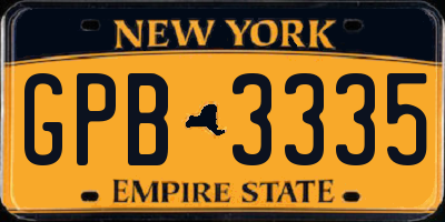 NY license plate GPB3335