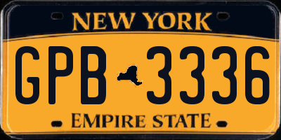 NY license plate GPB3336