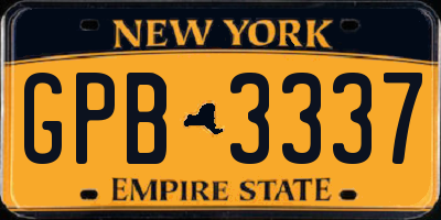 NY license plate GPB3337
