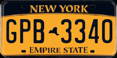 NY license plate GPB3340