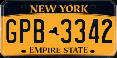 NY license plate GPB3342