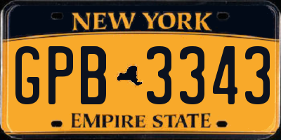 NY license plate GPB3343
