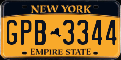 NY license plate GPB3344