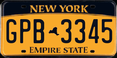 NY license plate GPB3345