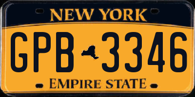 NY license plate GPB3346
