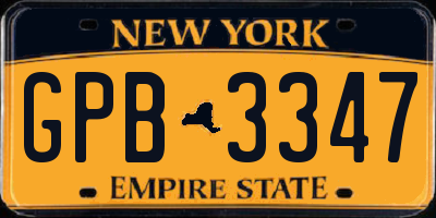NY license plate GPB3347