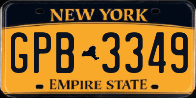 NY license plate GPB3349