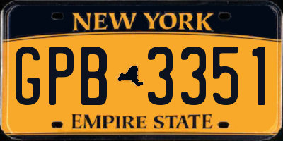 NY license plate GPB3351