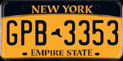NY license plate GPB3353